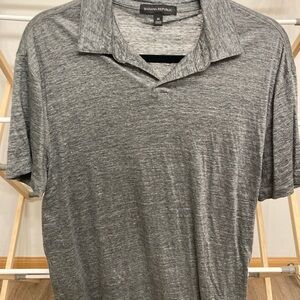 Banana Republic Heather Gray Linen Polo Shirt